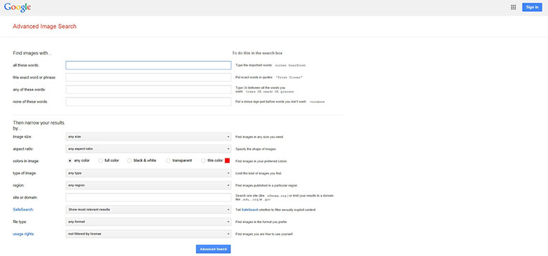 google advanced image search