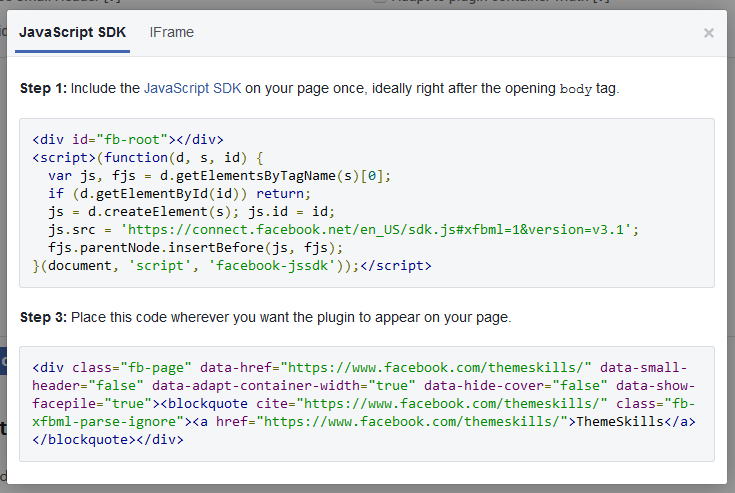 facebook page plugin code