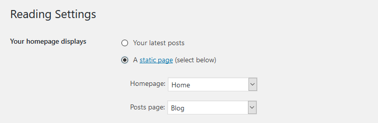 wordpress reading settings