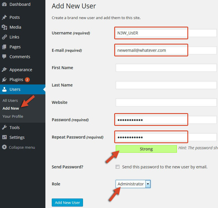 how to add new user in wordpress