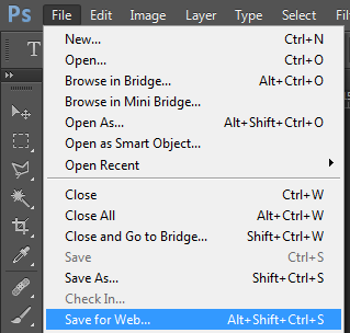 photoshop save for web option