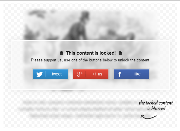 social locker plugin blurred content