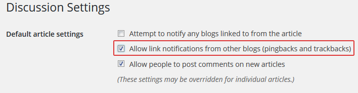 disable trackbacks and pingbacks in wordpress