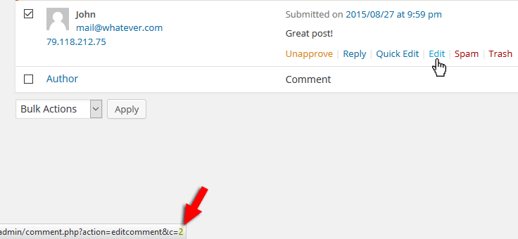 How to find comment ID in WordPress