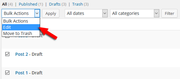 How to bulk edit posts in WordPress