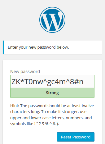 WordPress user password reset