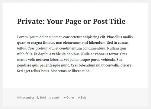 Private Post in WordPress