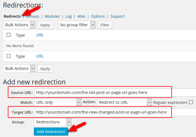 wordpress redirect