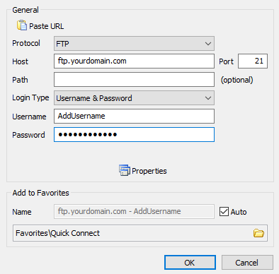 SmartFTP connection