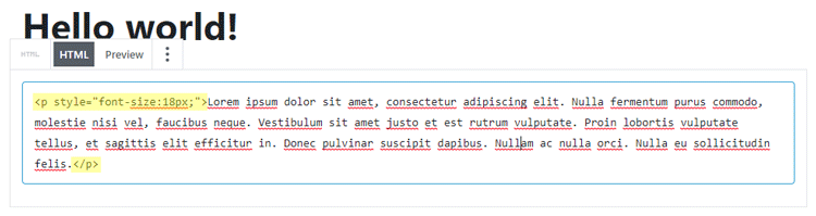 change paragraph font size in gutenberg