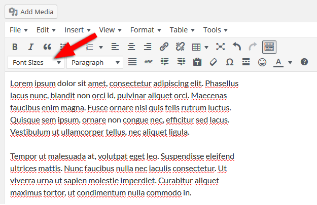 TinyMCE Advanced font sizes