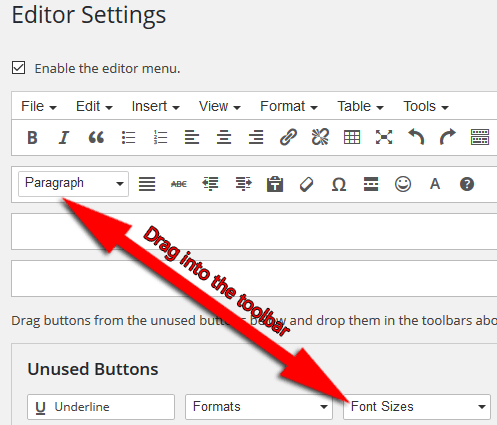 TinyMCE Advanced plugin settings