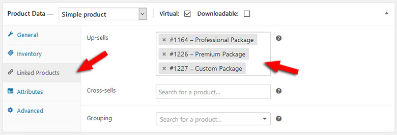 add up-sells in woocommerce