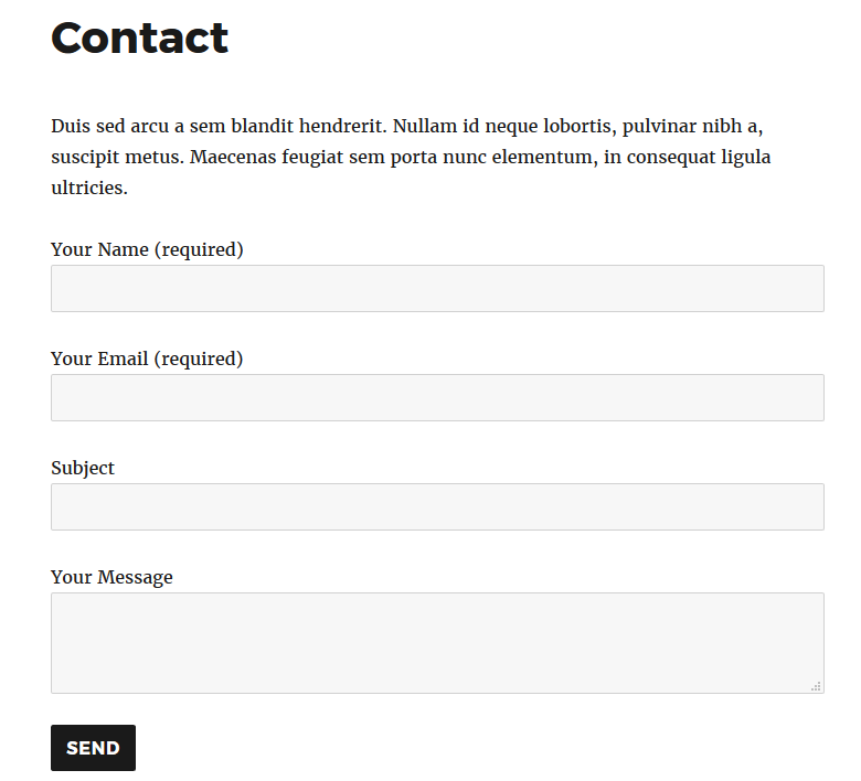 Contact form WordPress