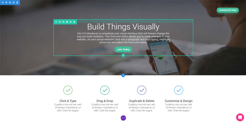 Divi visual builder