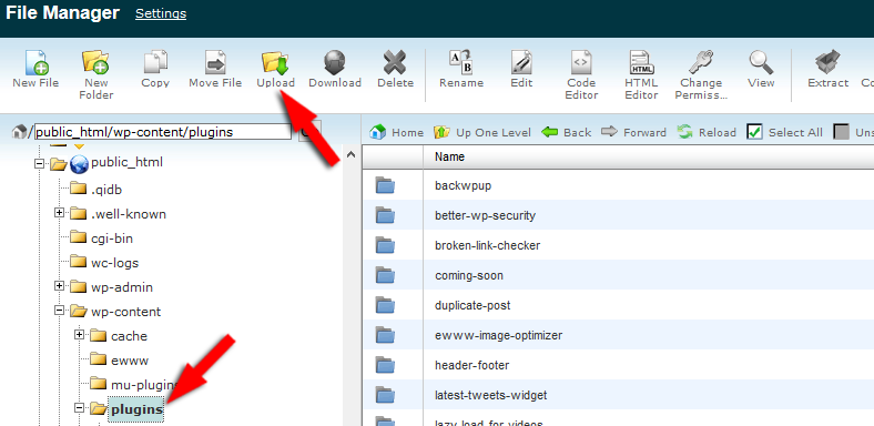 Upload wordpress plugin via cpanel