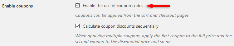 enable coupons in woocommerce