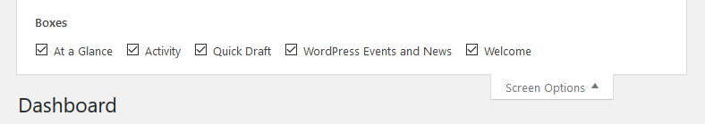 WordPress Dashboard Boxes