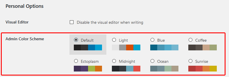 Change WordPress admin color scheme