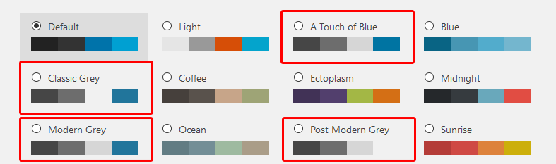 Grey Admin Color Schemes plugin