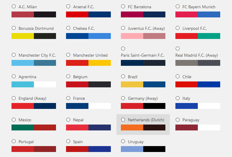 W2O Football Fans Admin Color Schemes