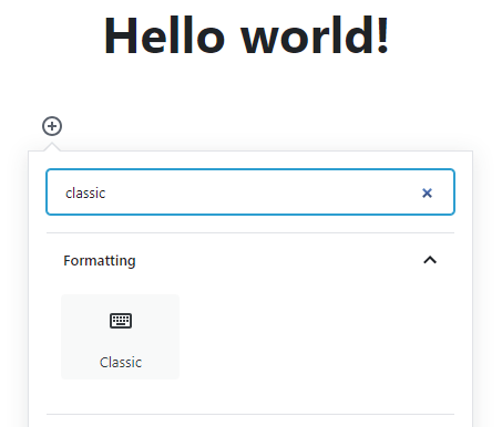 classic block gutenberg