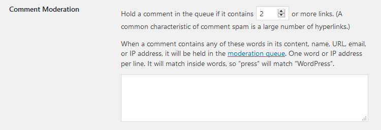 WordPress comment moderation