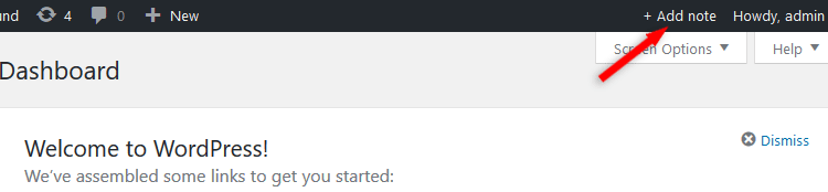 Add note WordPress Dashboard