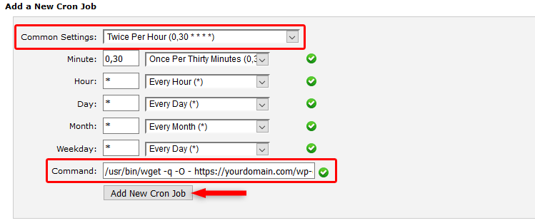 add cron job in cpanel