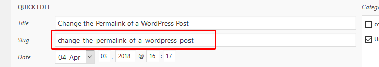 Change WordPress post slug