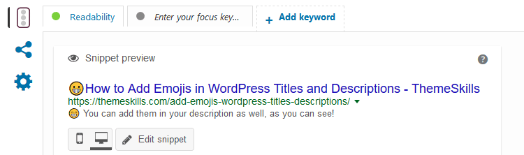 emoji in yoast seo snippet