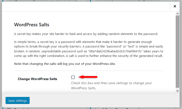 ithemes security change wordpress salts