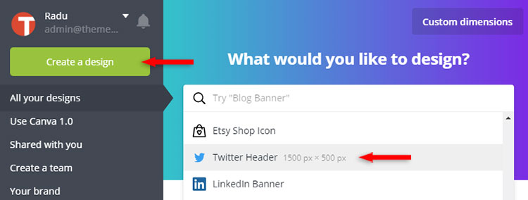 create twitter header canva