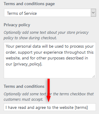 edit woocommerce terms and conditions checkbox text