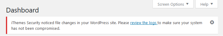 ithemes security file change dashboard warning