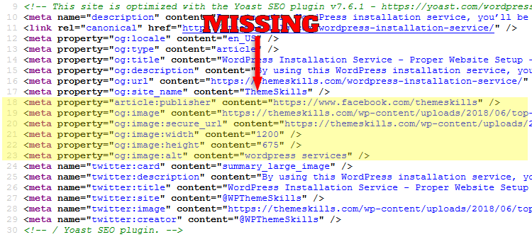 missing yoast og:image properties homepage