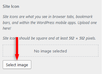 select wordpress site icon