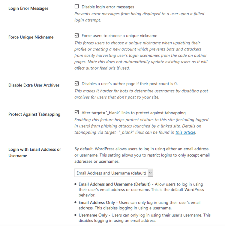 wordpress tweaks settings ithemes security