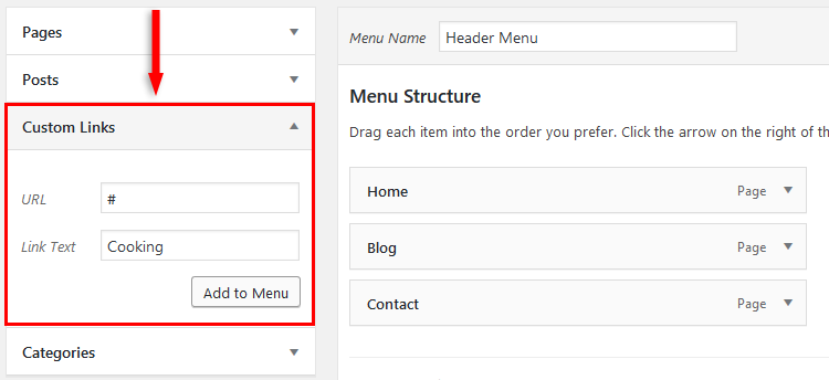 How To Add A Menu Item In Wordpress Without Linking To A Page