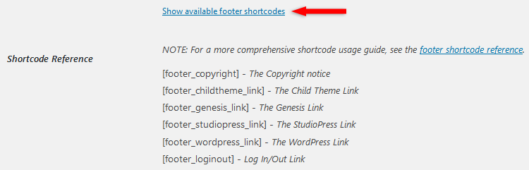 genesis footer shortcodes