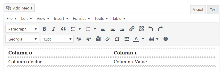 avada table one row