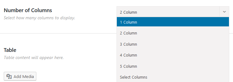 avada table columns