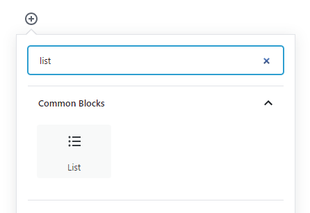 list block gutenberg