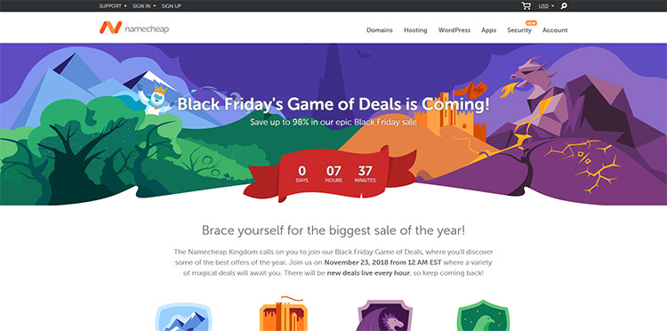 namecheap black friday and cyber monday wordpress deal