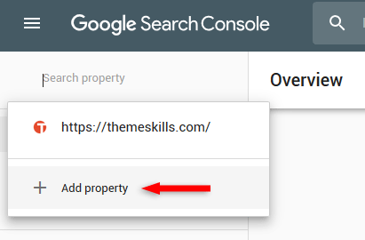 add new property in google search console