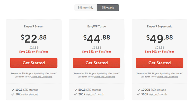 easywp plans pricing