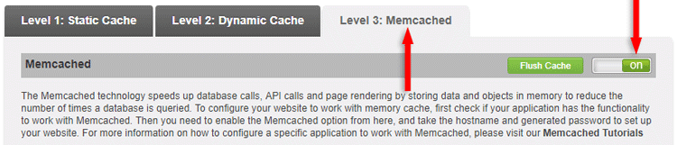 enable memcaching supercacher siteground