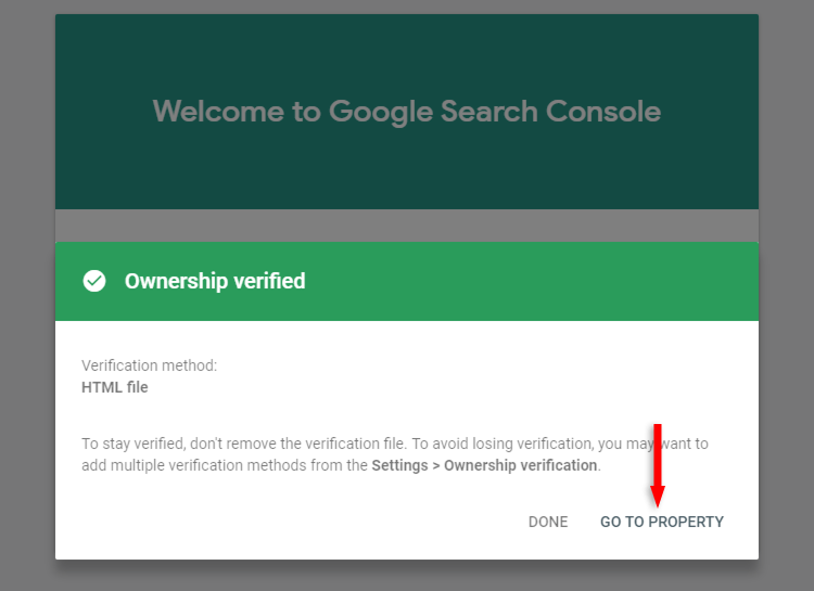 ownership verified google search console