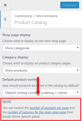 products per row woocommerce theme settings