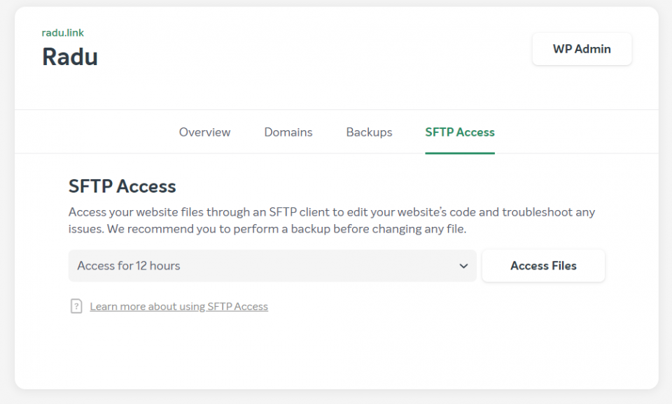 sftp access easywp hosting